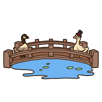 Ganzen op een brug